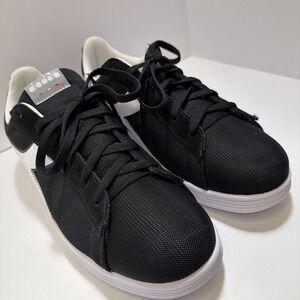 Diadora Black & White Court Sneakers Men's Size 12 EU 46 Lace Up Athletic Shoes